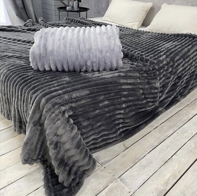 Плед Велсофт Королевская полоска двуспального размера 180-200см. цвет Темно-серый